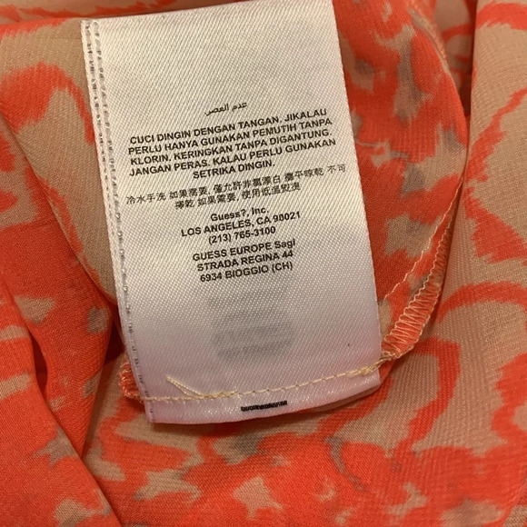 G BY GUESS Print Semi-Sheer Sleeveless Blouse in Coral - Picture 10 of 10